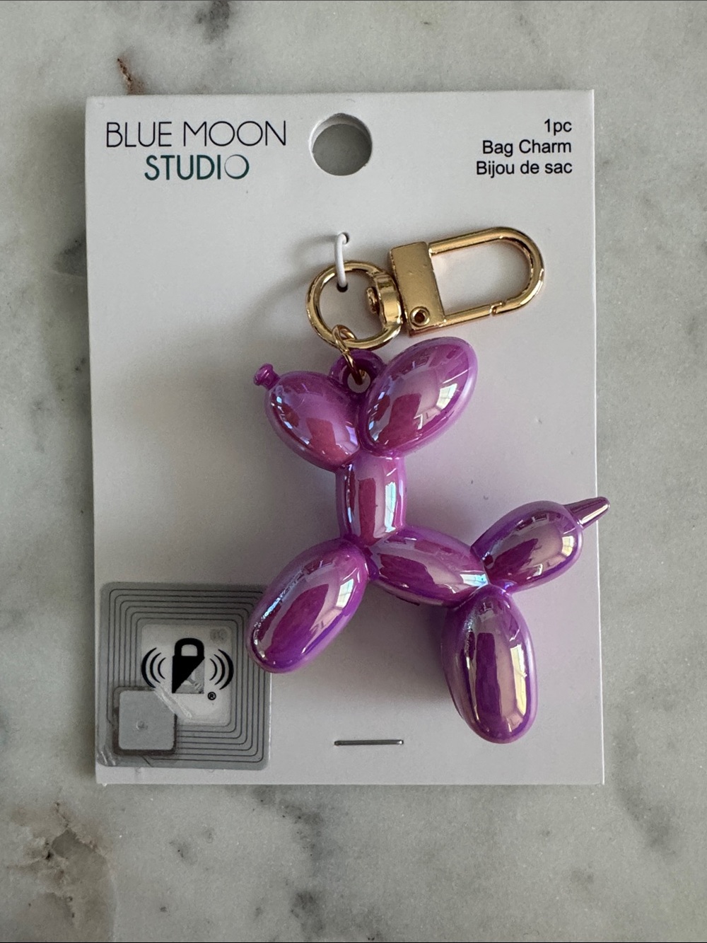 Blue Moon Studio Purple Balloon Dog Bag Charm with Gold Clip